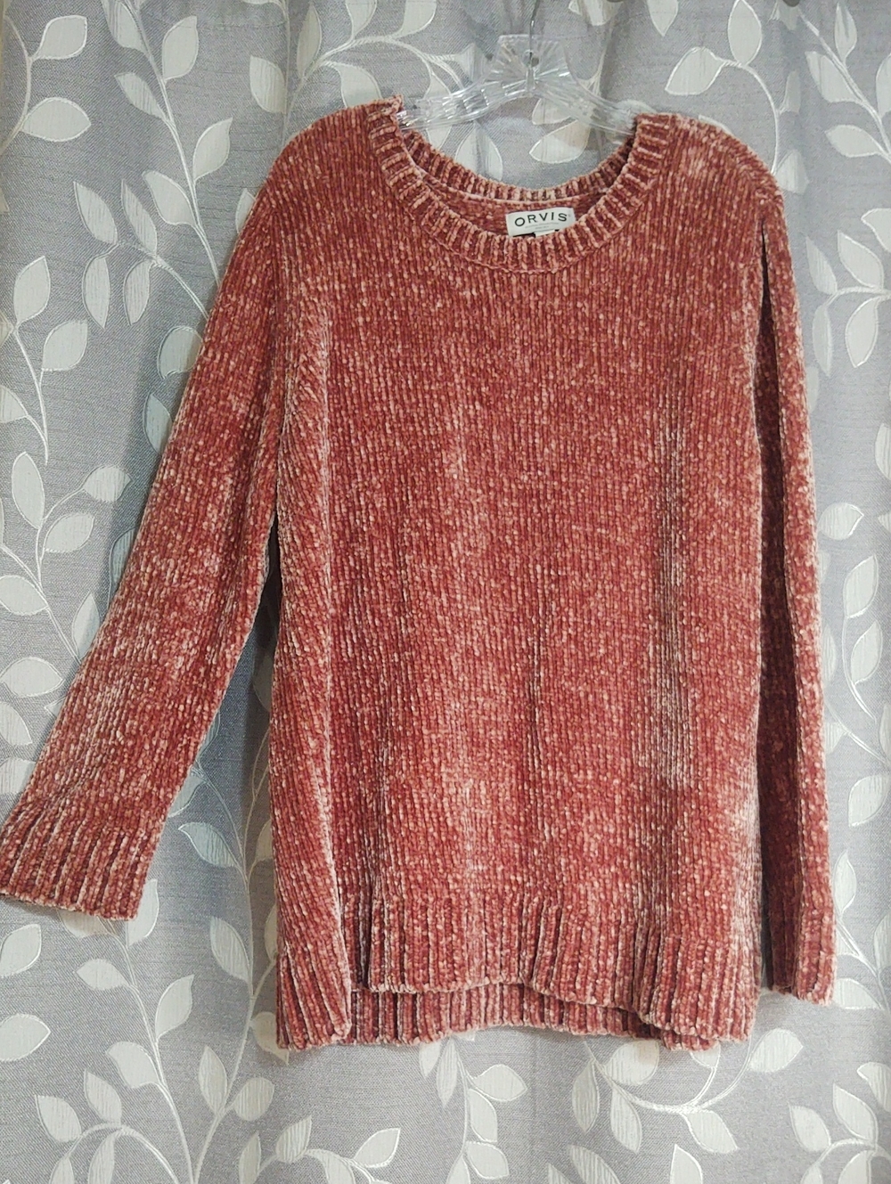 Orvis Women's Chenille Crewneck Sweater in Dusty Rose size XXL
